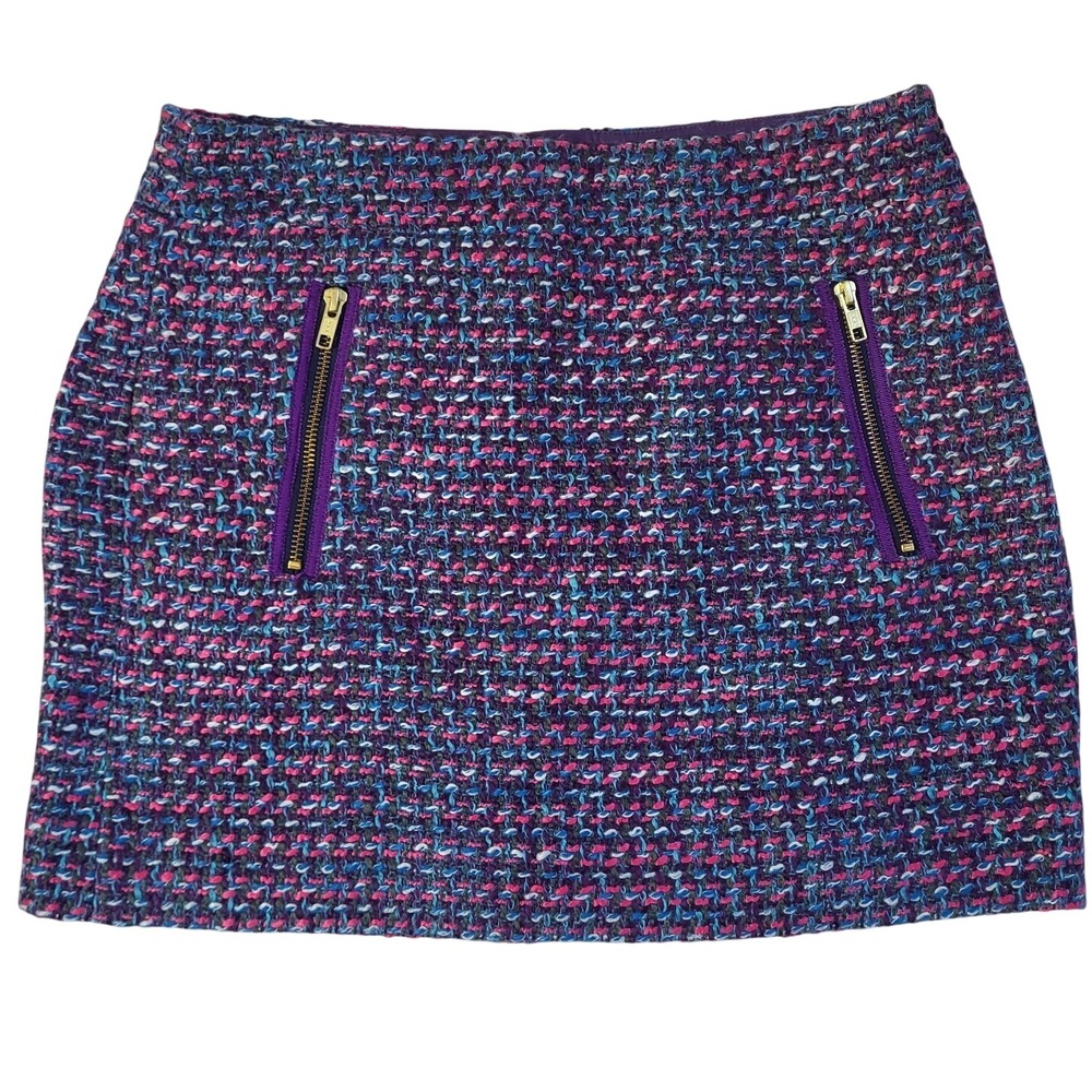 J.Crew Purple Tweed Mini Skirt Womens Size Small Preppy